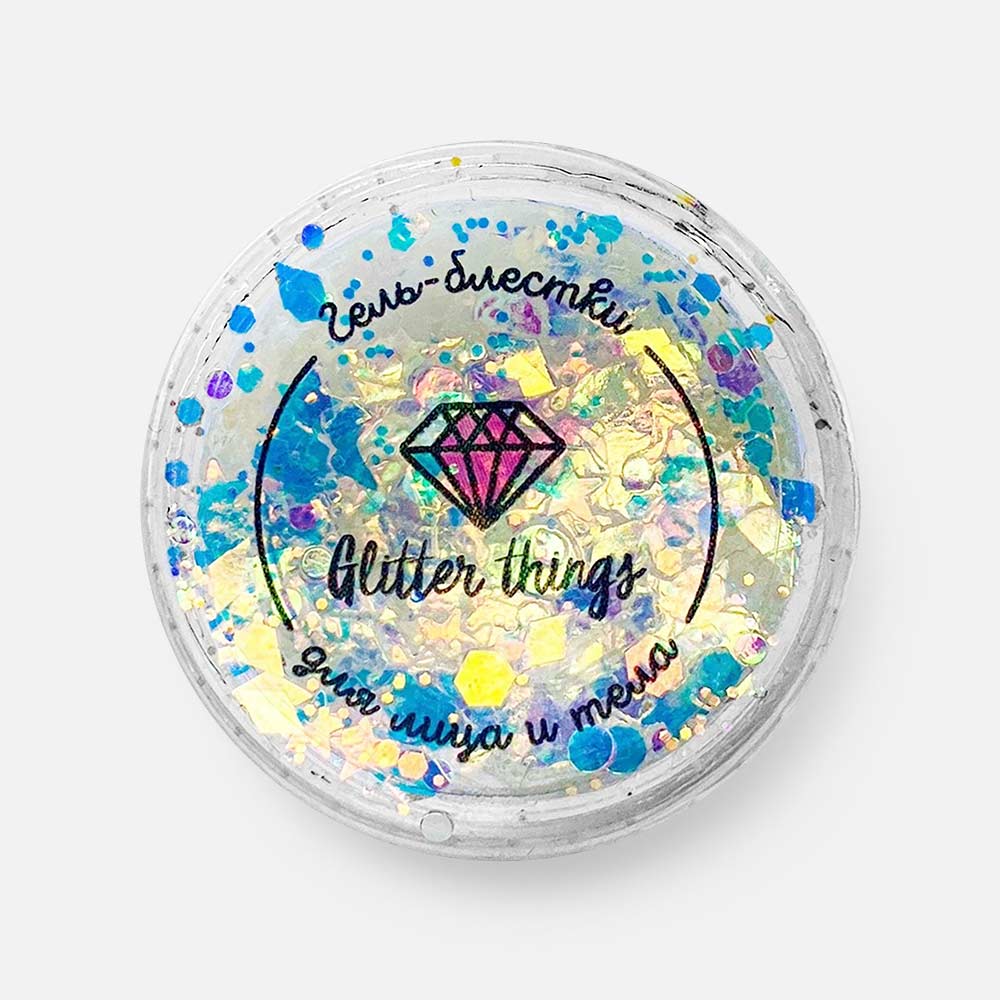 

Гель-блёстки Glitter Things для лица и тела, Сны феи, 5 мл, Белый;голубой