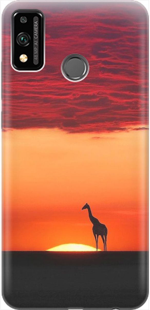 

Силиконовый чехол на Honor 9X Lite с принтом "Закатный жираф", Оранжевый;розовый, 1889