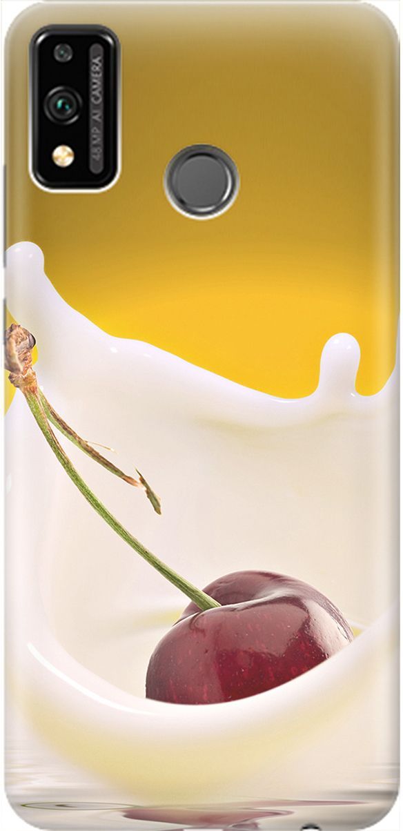 

Силиконовый чехол на Honor 9X Lite с принтом "Ягода в молоке", Белый;желтый, 1889