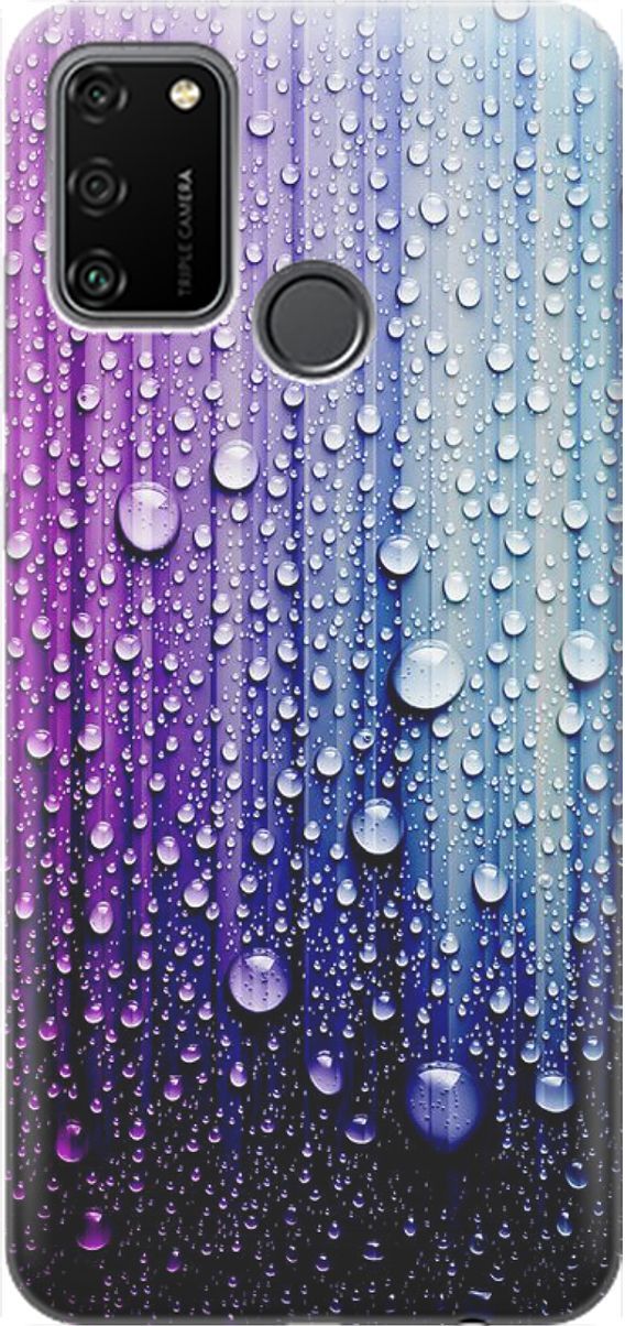 

Силиконовый чехол на Honor 9A с принтом "Капли на голубом", Голубой;фиолетовый, 1452