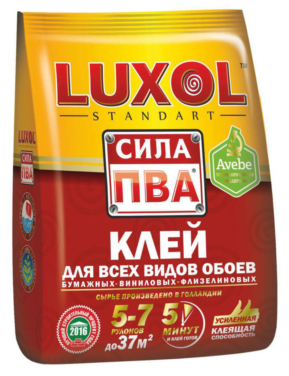 Клей обойный LUXOL сила ПВА универсальный (Standart) 200г мягкая пачка профессиональный обойный клей luxol