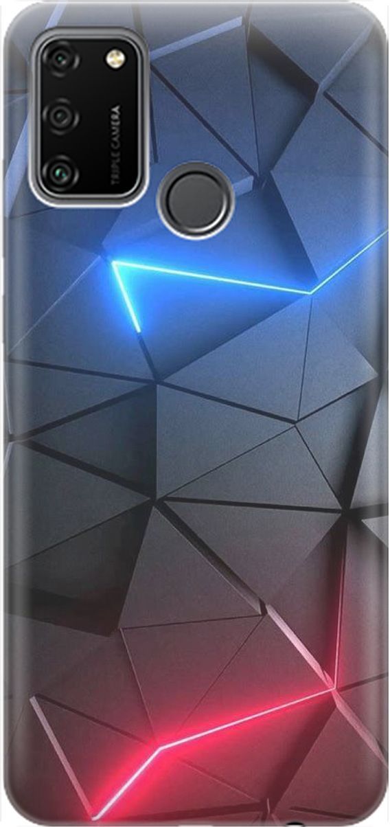 

Силиконовый чехол на Honor 9A с принтом "Графитовые грани", Серый;синий, 1452