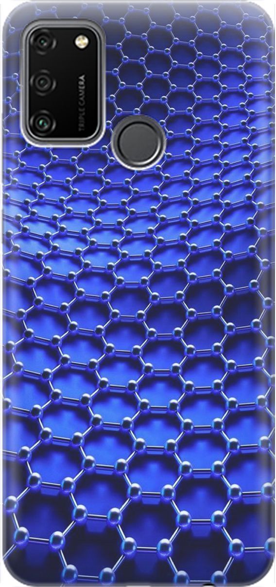 

Силиконовый чехол на Honor 9A с принтом "Молекулярная цепь", Синий;черный, 1452