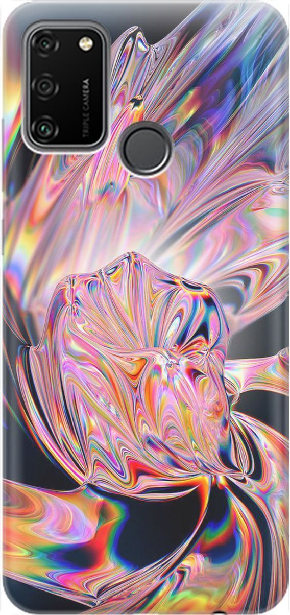 

Силиконовый чехол на Honor 9A с принтом "Стеклянная абстракция", Розовый;черный, 1452