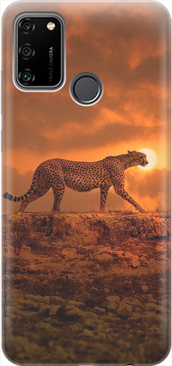 

Силиконовый чехол на Honor 9A с принтом "Закатный гепард", Коричневый;оранжевый, 1888