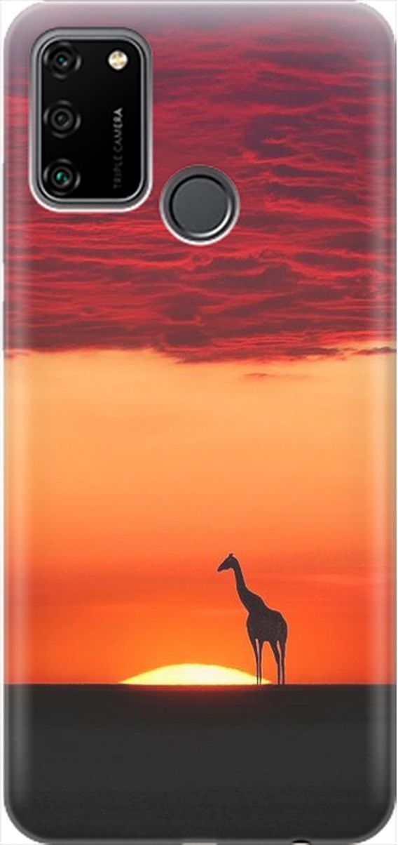 

Силиконовый чехол на Honor 9A с принтом "Закатный жираф", Оранжевый;розовый, 1888