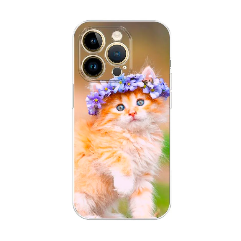 

Чехол Awog на Apple iPhone 14 Pro Max / Айфон 14 Pro Max "Рыжий кот в венке", Разноцветный, 15050-1