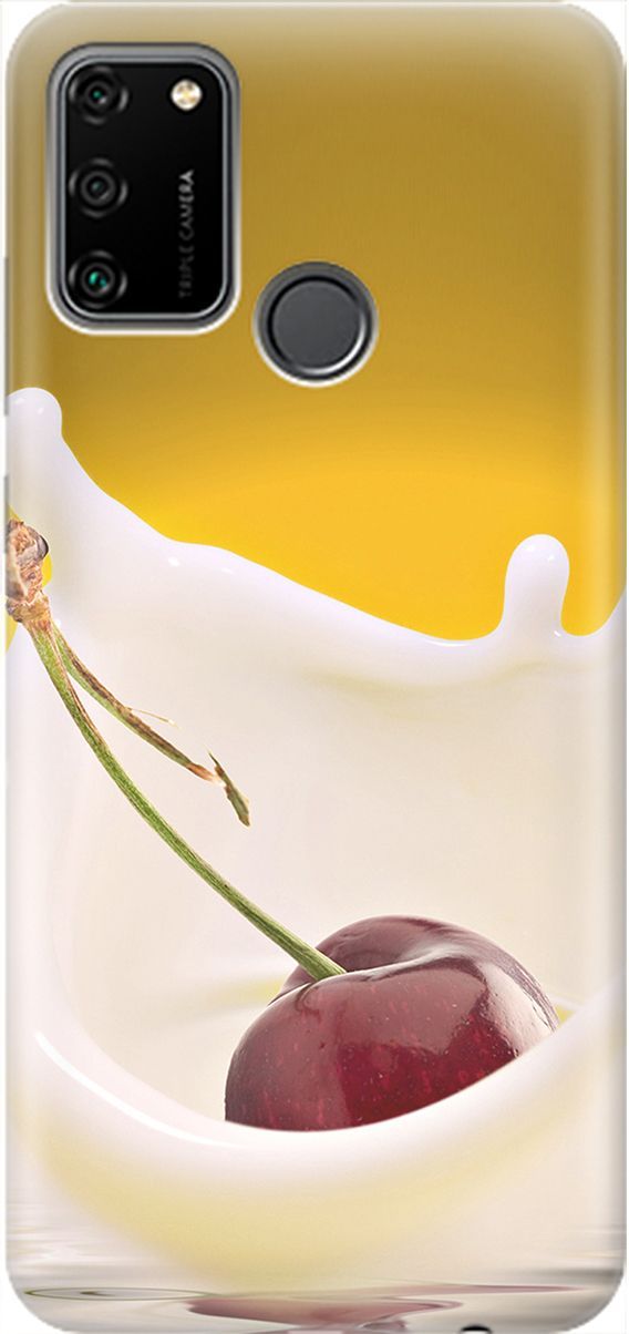 

Силиконовый чехол на Honor 9A с принтом "Ягода в молоке", Белый;желтый, 1888
