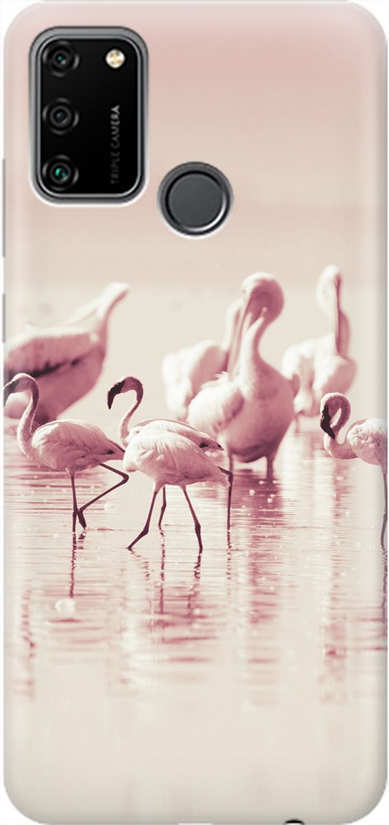 

Силиконовый чехол на Honor 9A с принтом "Розовые фламинго", Белый;розовый, 1888