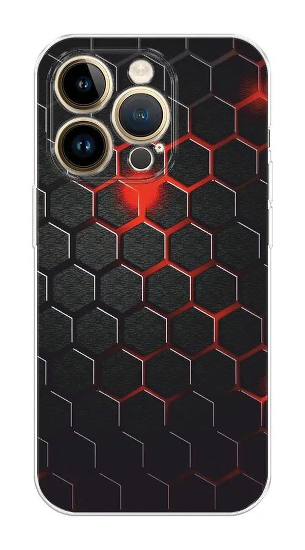 

Чехол Awog на Apple iPhone 14 Pro Max / Айфон 14 Pro Max "Фон соты красные", Красный;черный, 15050-3