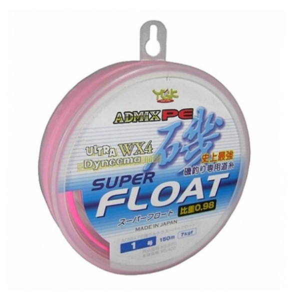 Шнур плетёный РЕ YGK - ADMIX SUPER FLOAT 150м #2 розовый 13кг.