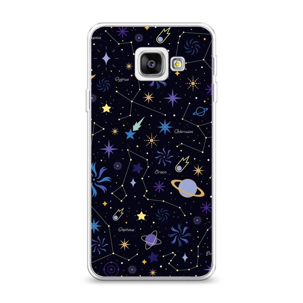 

Чехол на Samsung Galaxy A3 2016 "Цветной космос", Желтый, 20250-2