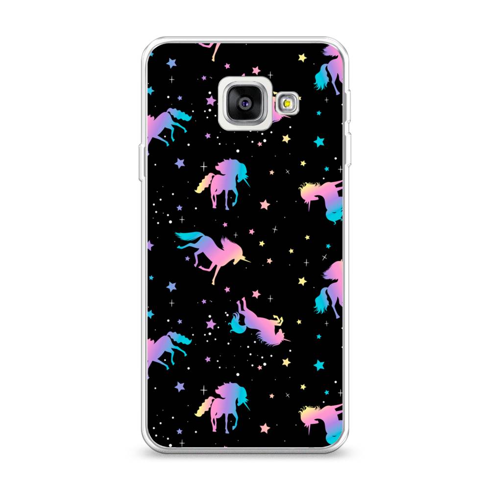 

Чехол на Samsung Galaxy A3 2016 "Единороги градиент", Черный;розовый;голубой, 20250-1