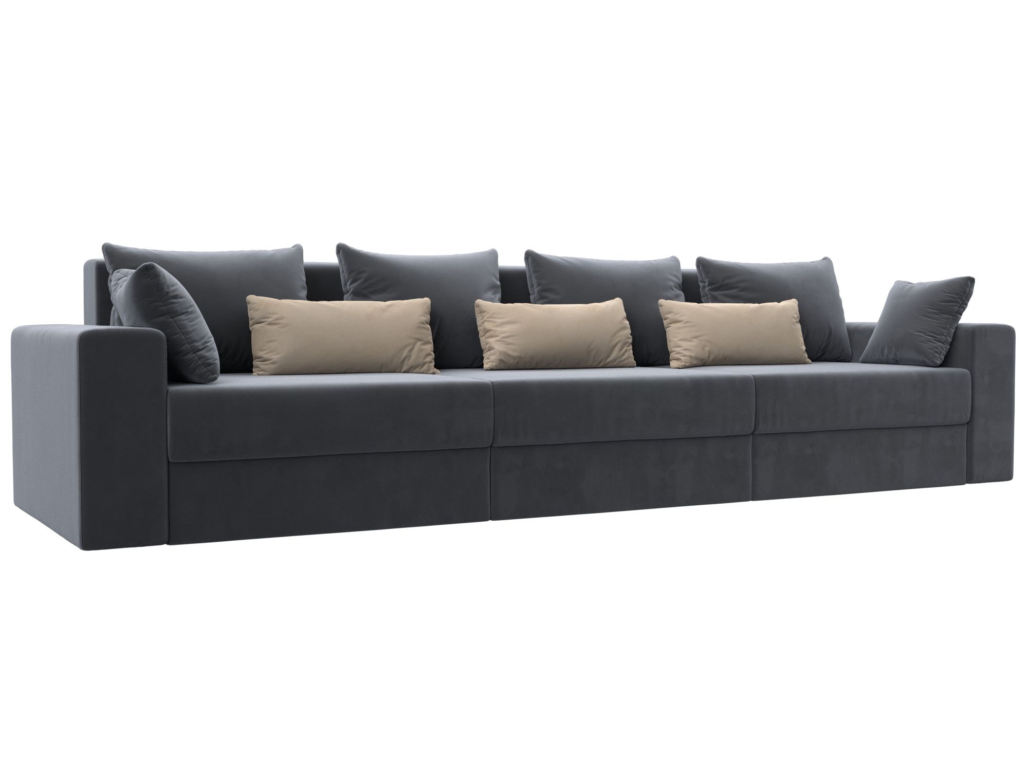 

Диван прямой Лига Диванов Майами Long 350х105х90 см, серый\серый\бежевый, Диван прямой Майами Long