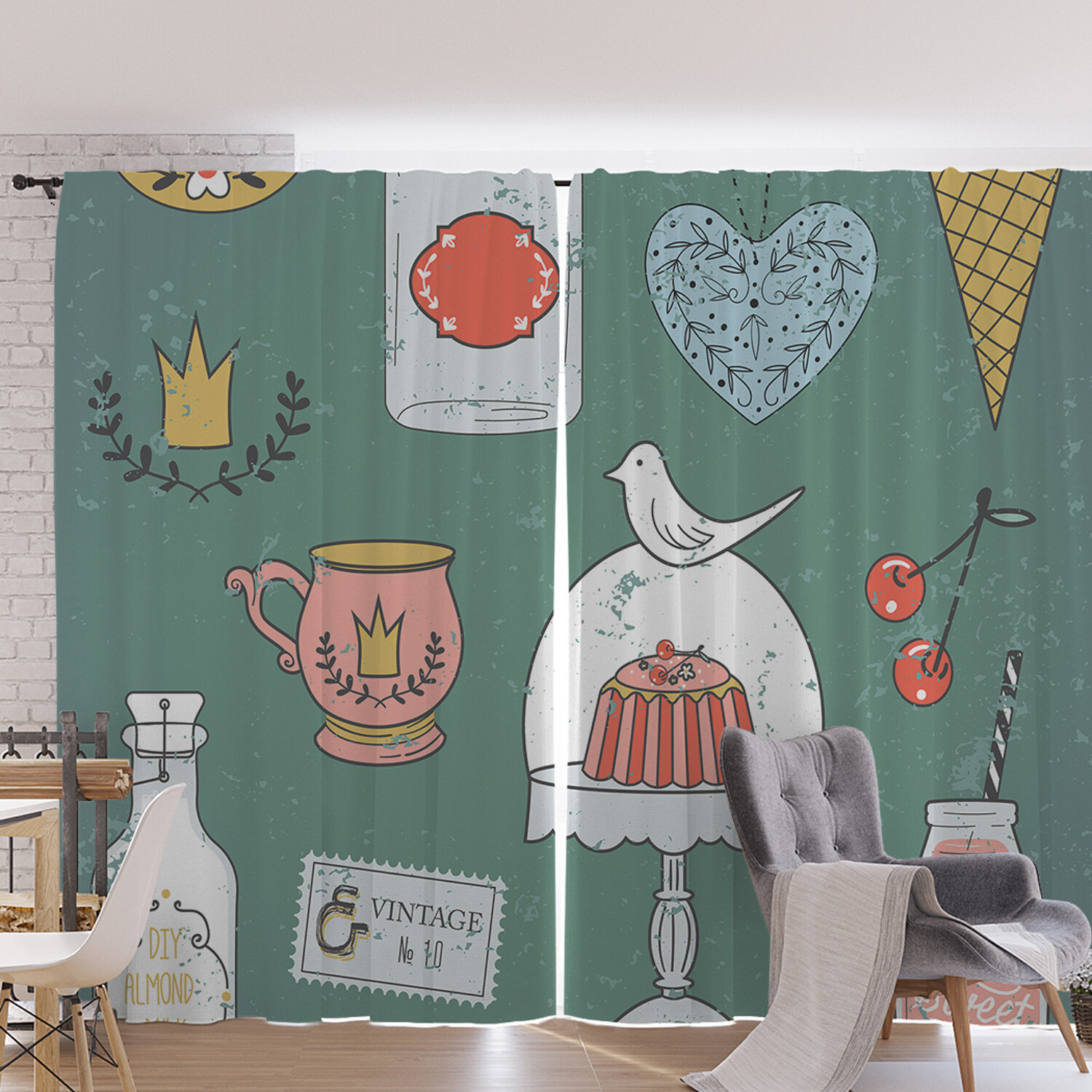 

Шторы под лён JoyArty "Тортик под колпаком", серия Oxford DeLux, 340х265 см, Тортик под колпаком