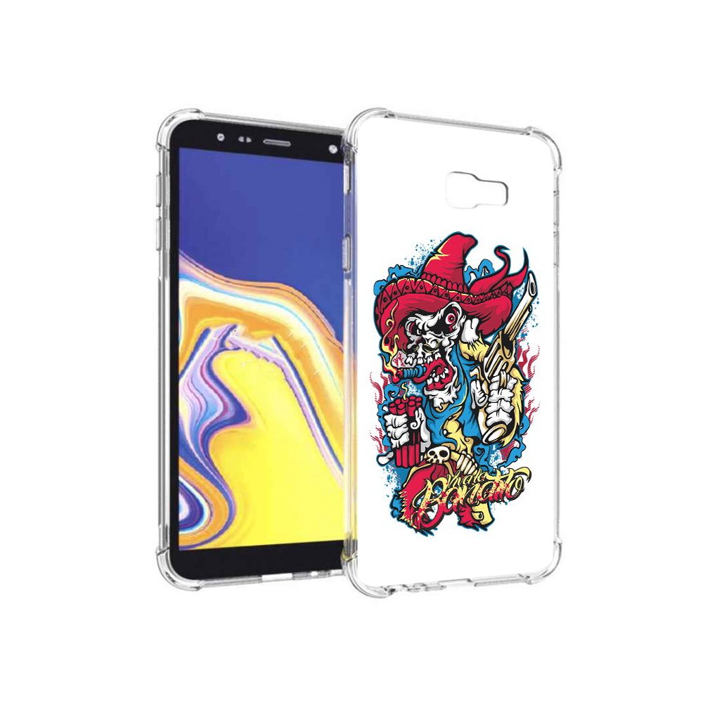 

Чехол MyPads Tocco для Samsung Galaxy J4+ (2018) нарисованный скелет с писталетом, Прозрачный, Tocco