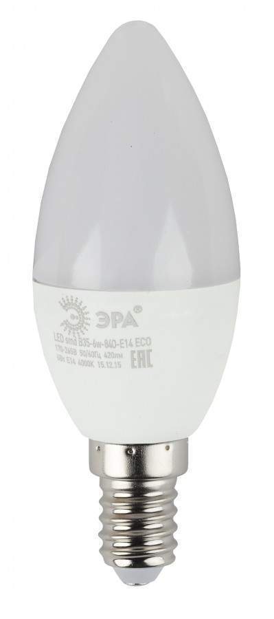 

Лампа светодиодная ЭРА, E14, 6W, 2700K, "Свеча", арт. 642660 - (10 шт.)