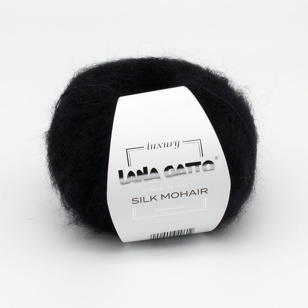 Пряжа Lana Gatto Mohair Silk 6037 мохер на шелке, 2 мотка, черный