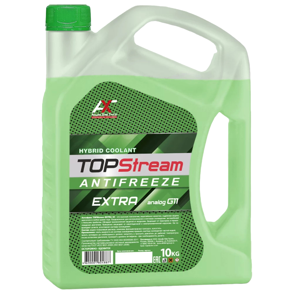 Антифриз TOPStream EXTRA GREEN (зелёный) G11 10 л