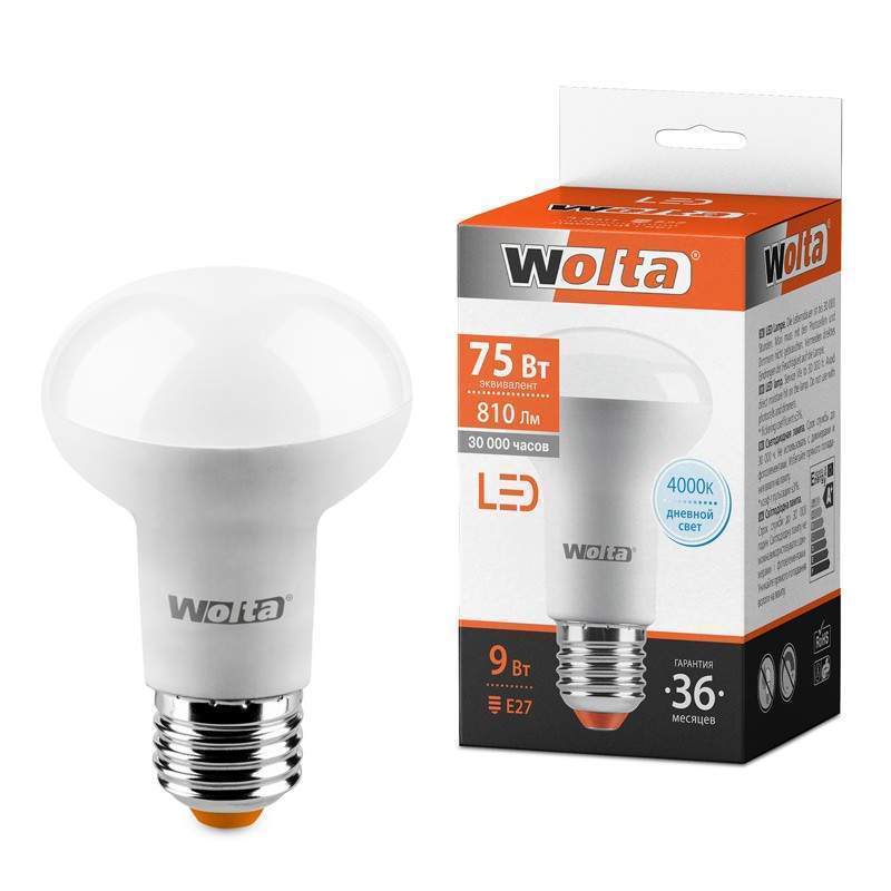 Лампа светодиодная WOLTA, E27, 9W, 4000K, арт. 681425 - (10 шт.)