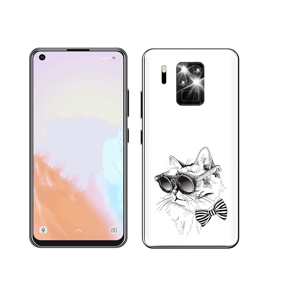 

Чехол MyPads Tocco для Oukitel C18 Pro крутая кошка в очках, Прозрачный, Tocco