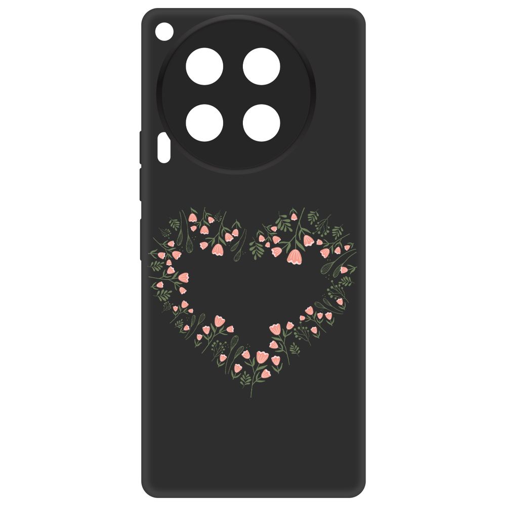 

Чехол-накладка Krutoff Soft Case Цветочное сердце для TECNO Camon 30 черный