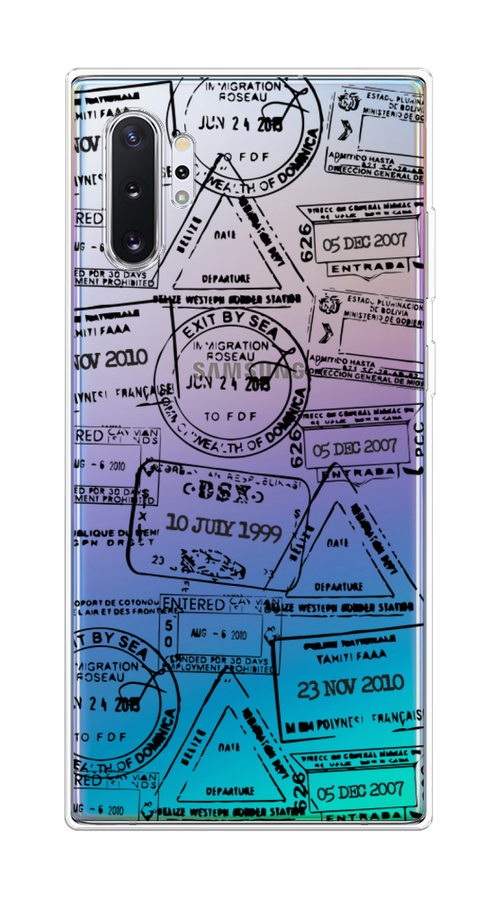 

Чехол на Samsung Galaxy Note 10 Plus "Visa stamps 2", Белый;черный;серый, 28550-2