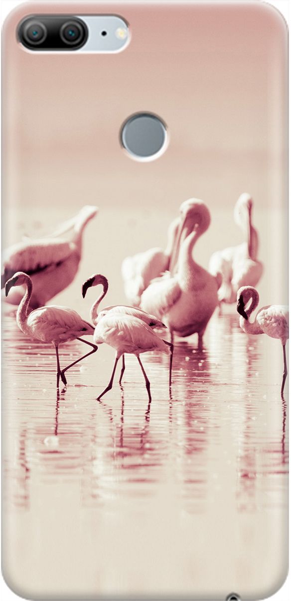

Силиконовый чехол на Honor 9 Lite с принтом "Розовые фламинго", Белый;розовый, 1887