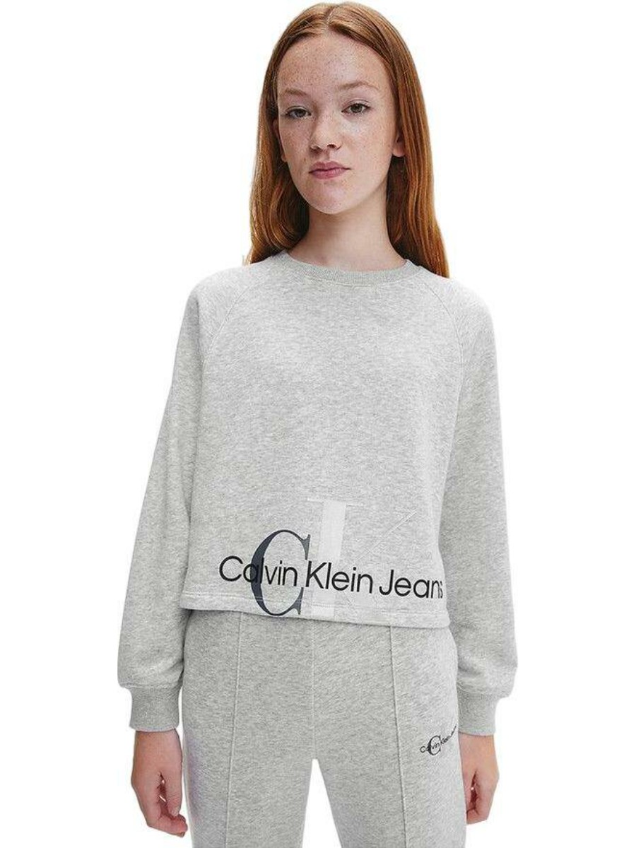 Свитшот детский Calvin Klein Mixed Monogram Cutoff Sweatshi Rt серый 146
