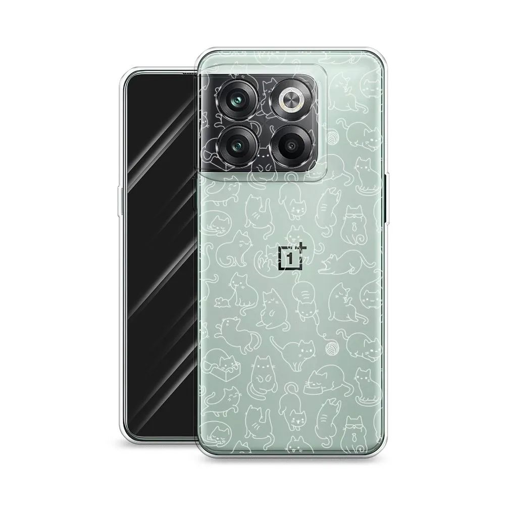 

Чехол Awog на OnePlus 10T / ВанПлас 10T "Шкодливые котики", Белый;прозрачный, 153150-2