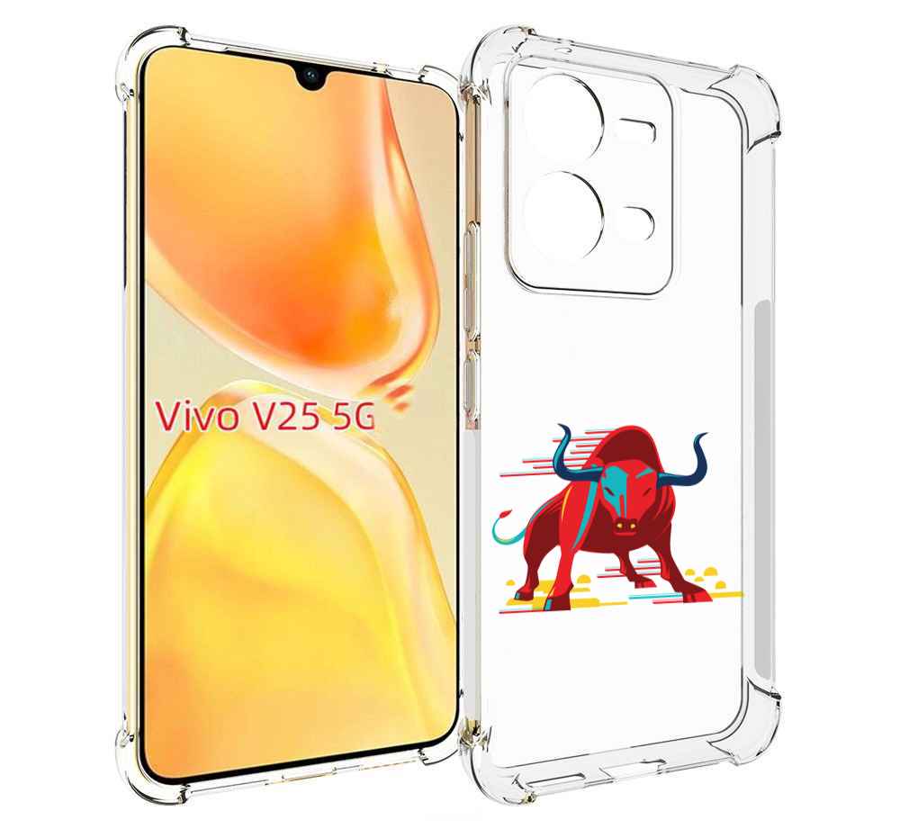

Чехол MyPads Красный-бык для Vivo V25 5G / V25e, Прозрачный, Tocco