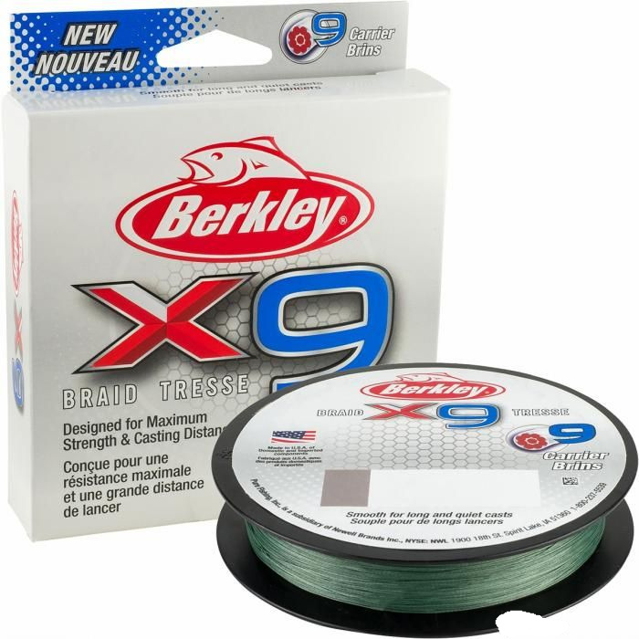 Шнур плетеный Berkley X9 Braid Low Vis Green 150m 0.43mm 45.3kg