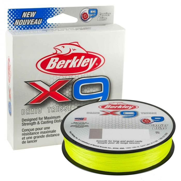 Шнур плетеный Berkley X9 Braid Fluro Green 300m 0.43mm 45.3kg