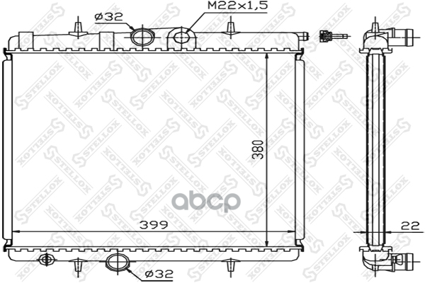 

10-25122-Sx_радиатор Системы Охлаждения! Без Ac Peugeot 206 1.1-1.6 98-02 Stellox арт. 102