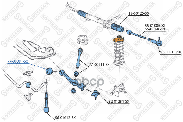 

77-00881-Sx_сайлентблок Растяжки Рычага Пер.! Volvo 740/760/940/960 All <98 Stellox арт. 7