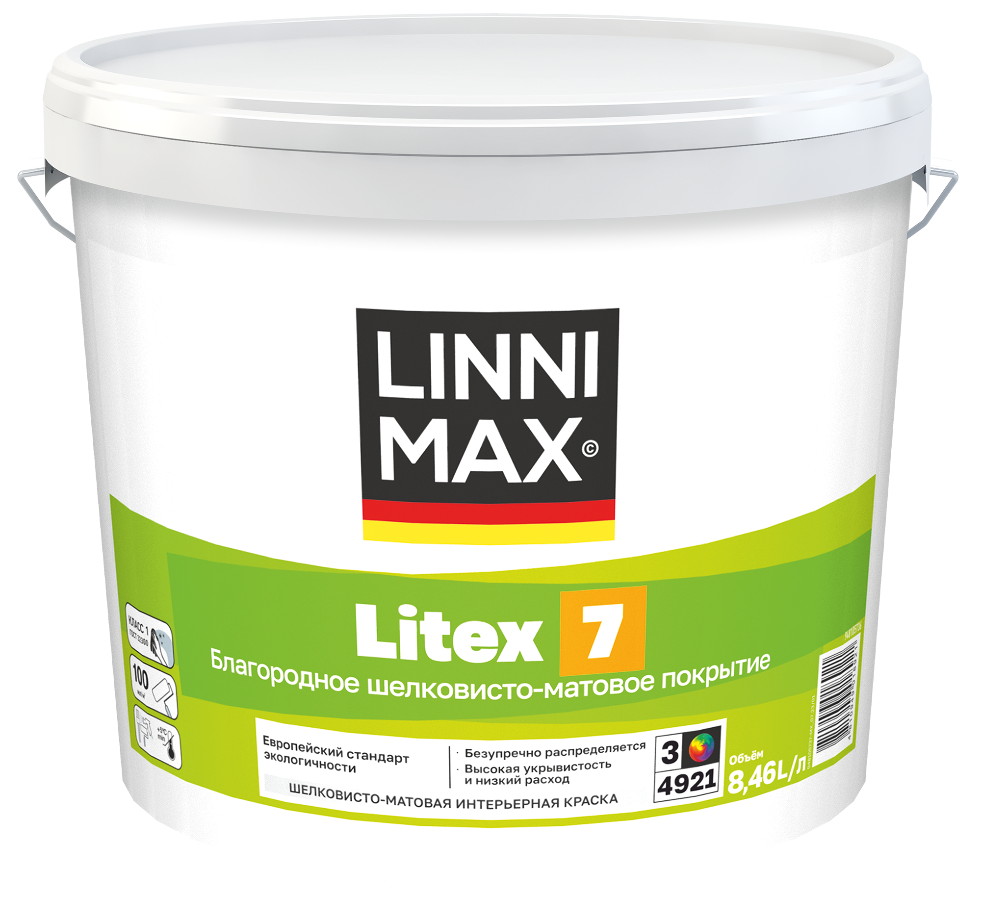 

Краска водно-дисперсионная для внутренних работ LINNIMAX Litex 7 / Литекс 7 База 3 8,46 л, Прозрачный