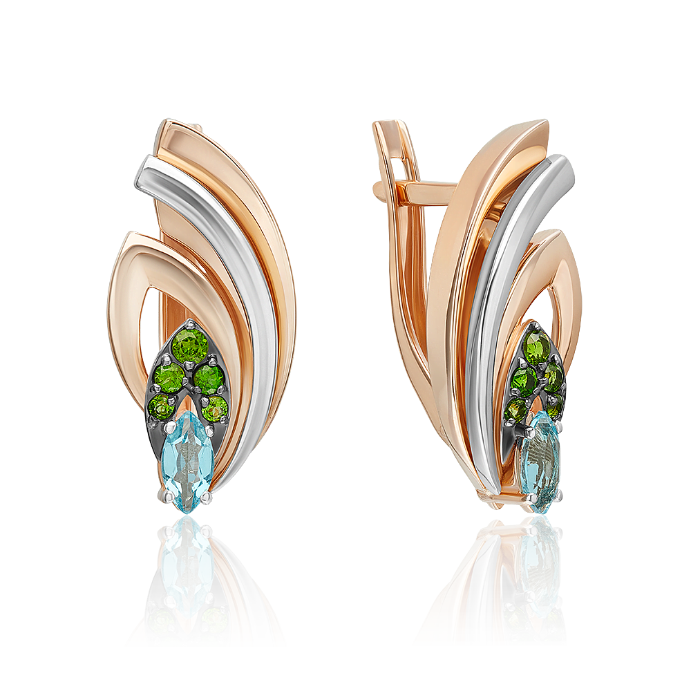 

Серьги из золота PLATINA jewelry 02-5315-00-713-1111, топаз/хромдиопсид, 02-5315-00-713-1111