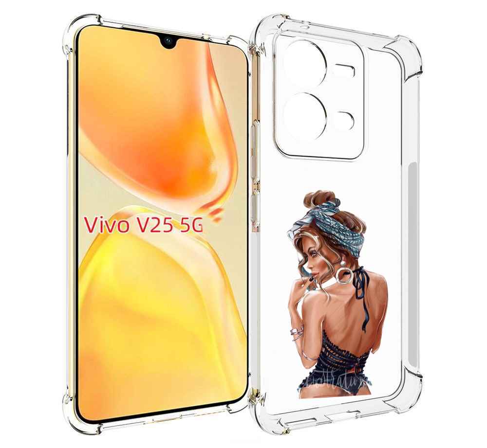 

Чехол MyPads Красивая-дама женский для Vivo V25 5G / V25e, Прозрачный, Tocco