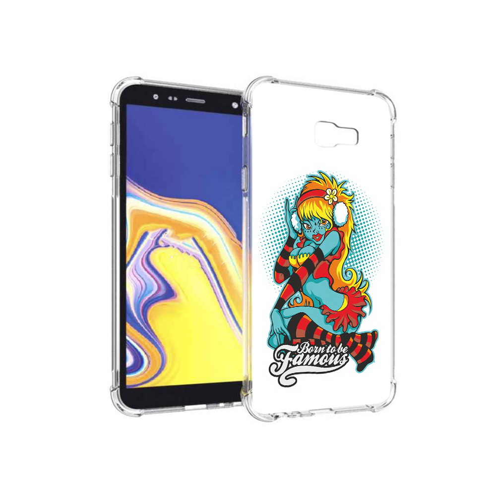 

Чехол MyPads Tocco для Samsung Galaxy J4+ (2018) нарисованная девушка в наушниках, Прозрачный, Tocco