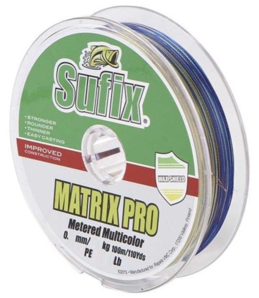 Шнур плетеный Sufix Matrix Pro разноцветный 100м 0.35мм 36кг