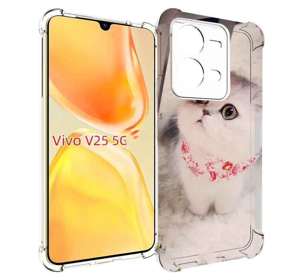 

Чехол MyPads Котеночек женский для Vivo V25 5G / V25e, Прозрачный, Tocco