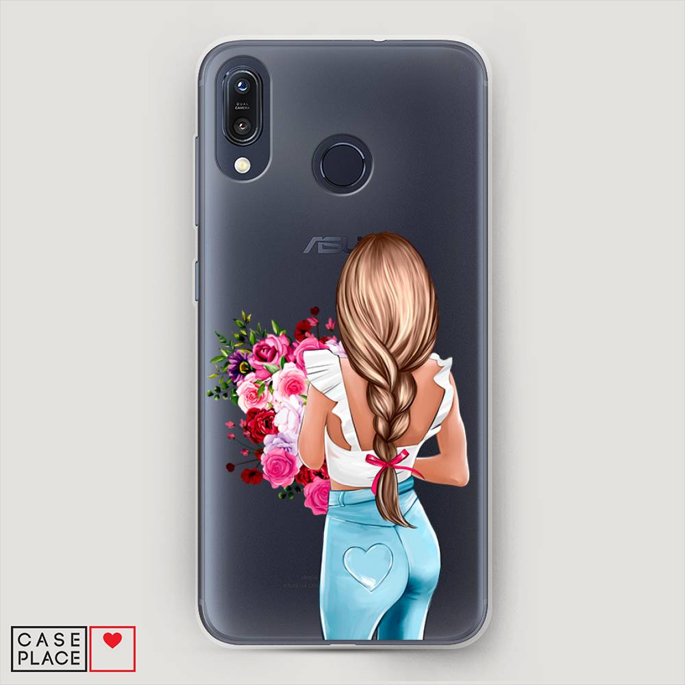 

Чехол на ASUS ZenFone Max M1 ZB555KL "Девушка с цветами", Коричневый;розовый;голубой, 43250-6