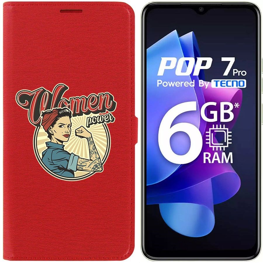 

Чехол-книжка Krutoff Eco Book для Tecno Pop 7 Women Power (красный)