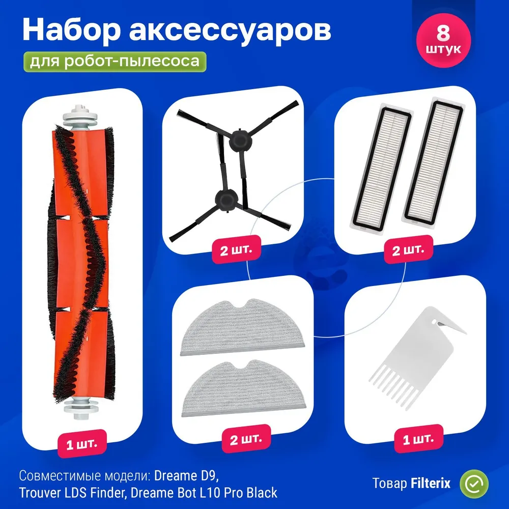 

Комплект аксессуаров для роботов-пылесосов Filterix F100161, F100161
