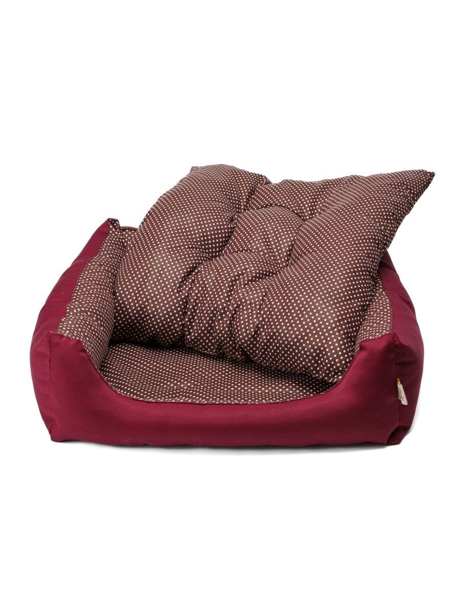 Лежанка для собак Салика, съёмная подушка, коричневая, ткань, бязь, синтепух, 63х60 см