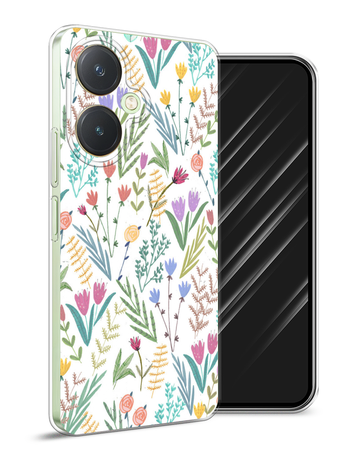 

Чехол Awog на Vivo Y27 4G "Полевые цветы рисунок", Белый;зеленый, 269150-1