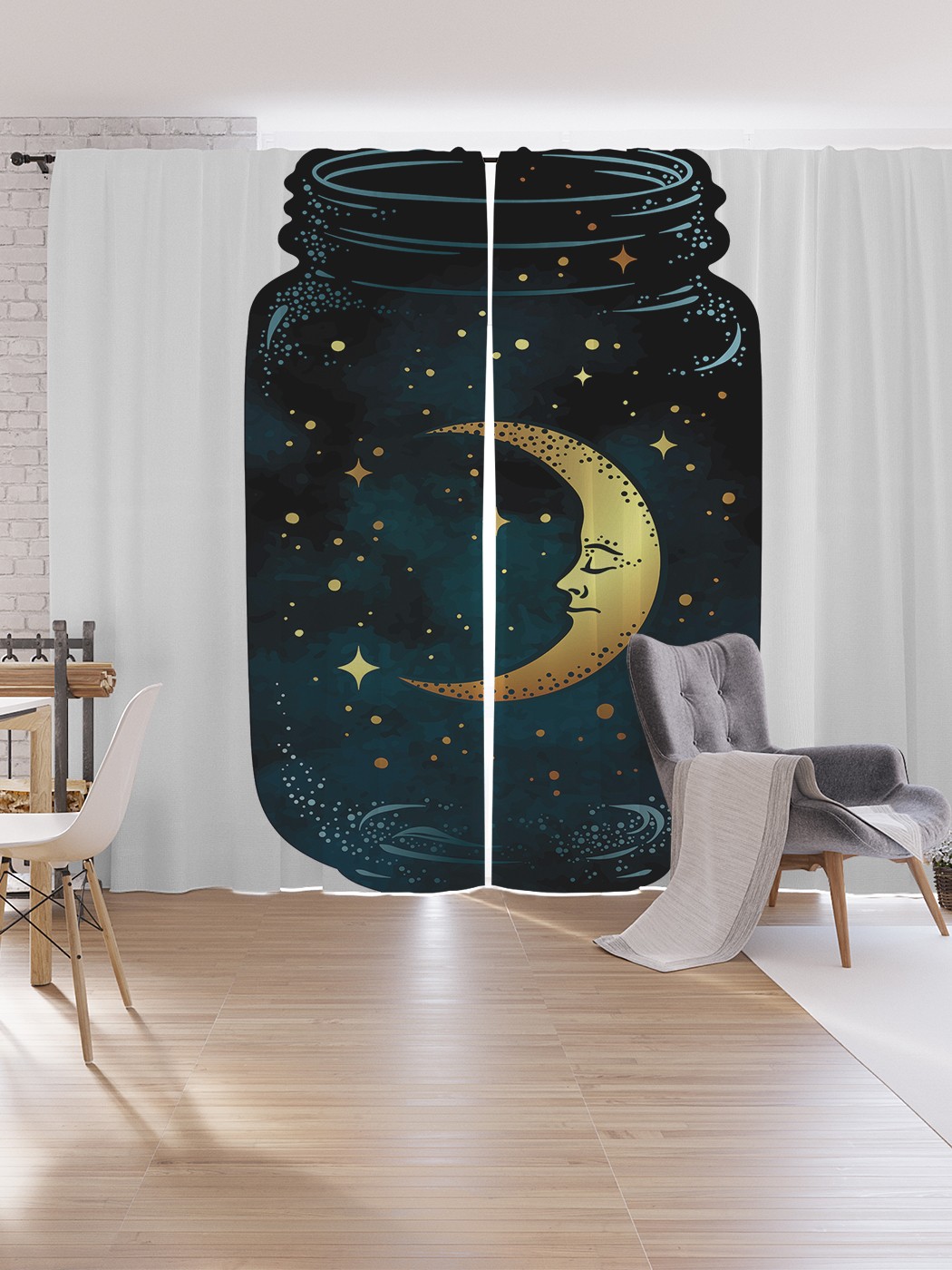 

Шторы под лён JoyArty "Ночь в банке", серия Oxford DeLux, 340х265 см, Ночь в банке