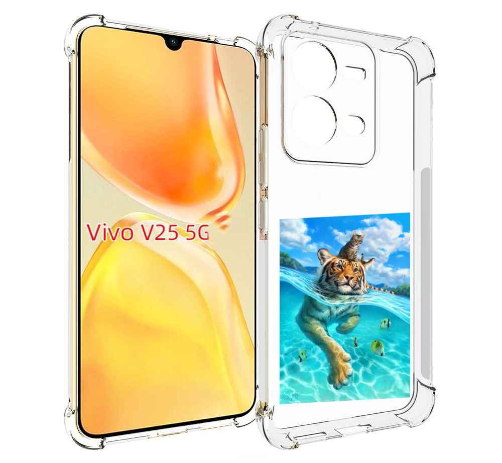 

Чехол MyPads Кот-на-тигре для Vivo V25 5G / V25e, Прозрачный, Tocco