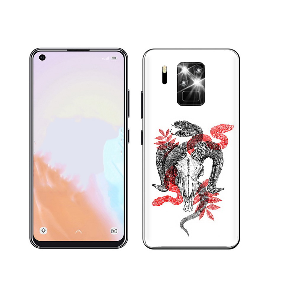 

Чехол MyPads Tocco для Oukitel C18 Pro змея в черепе рисунок, Прозрачный, Tocco