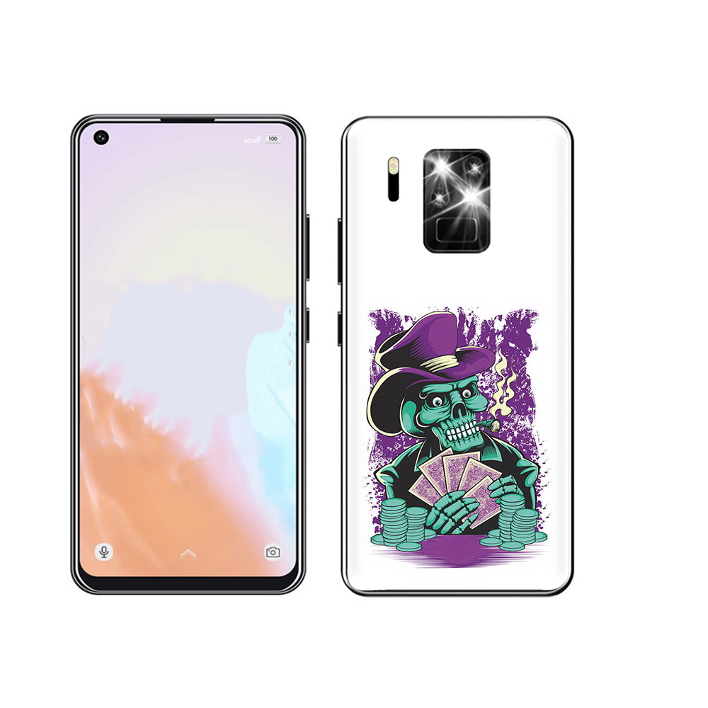 

Чехол MyPads Tocco для Oukitel C18 Pro зеленый череп с картами, Прозрачный, Tocco